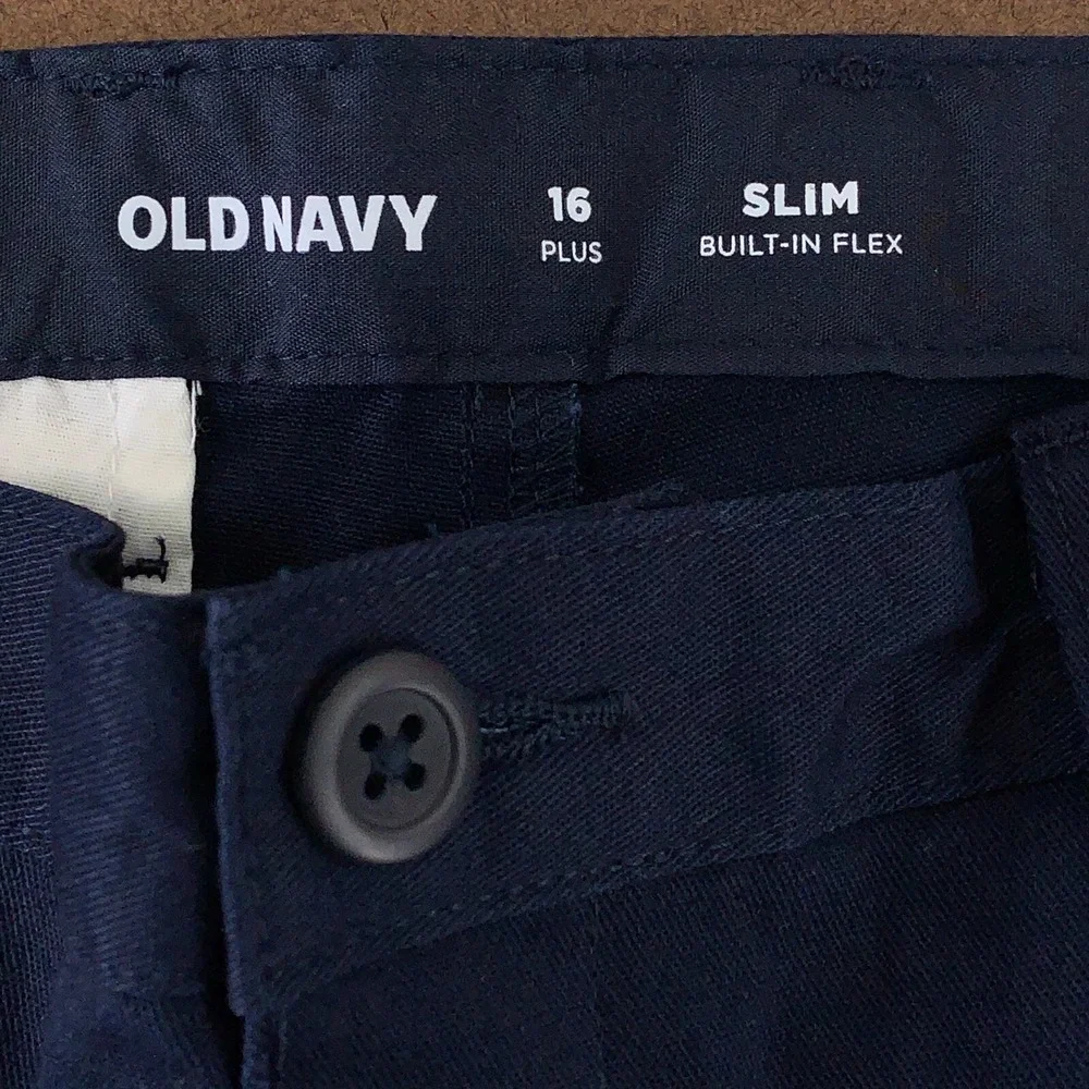 Old Navy Boys Size 16 Plus Blue Slim Fit Chino School Uniform Pants NWT